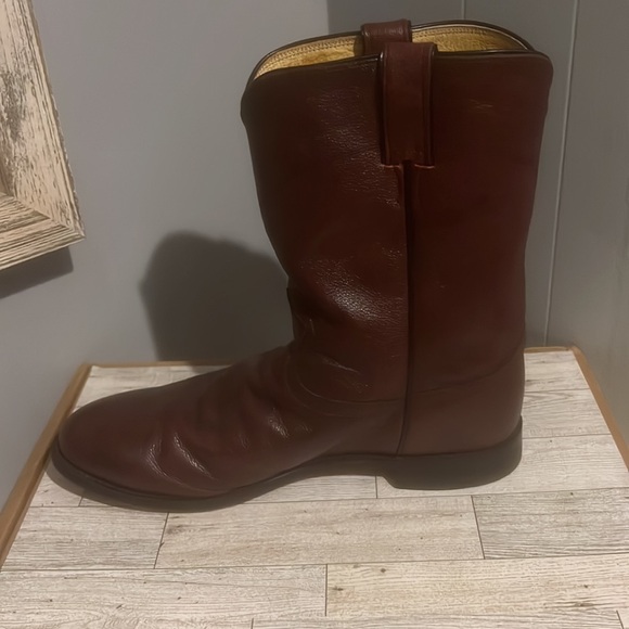 Justin 3435 Mens Classic Roper Toe Boot Black Cherry Corona Cowhide Foot… - Picture 7 of 8